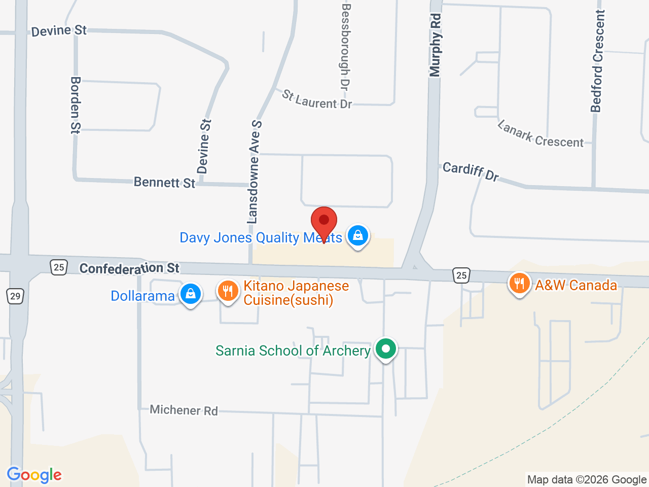 Street map for Discounted Cannabis, 1030 Confederation St Unit 7A, Sarnia ON
