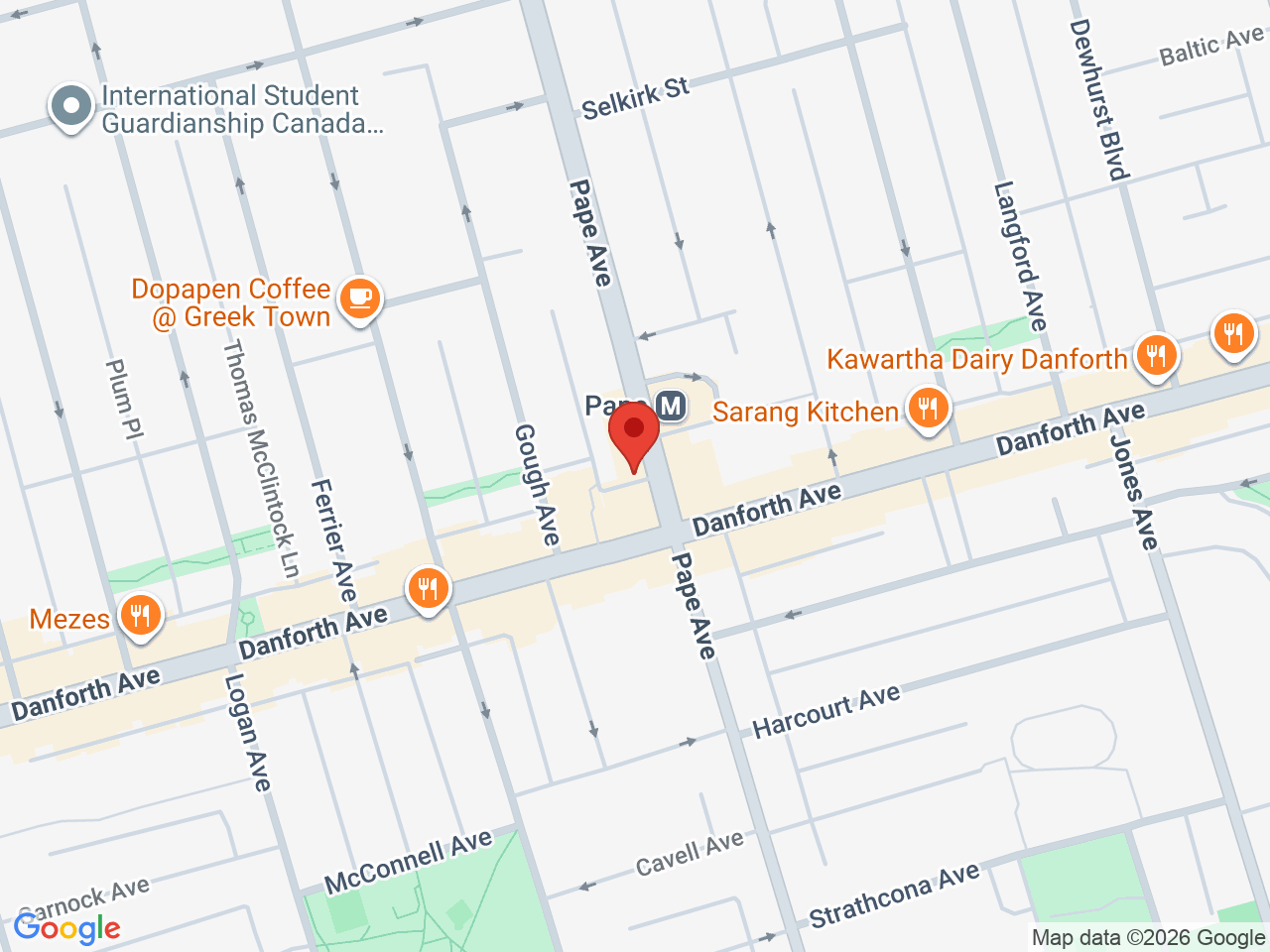 Street map for Eighth Cannabis, 702 Pape Ave, Toronto ON