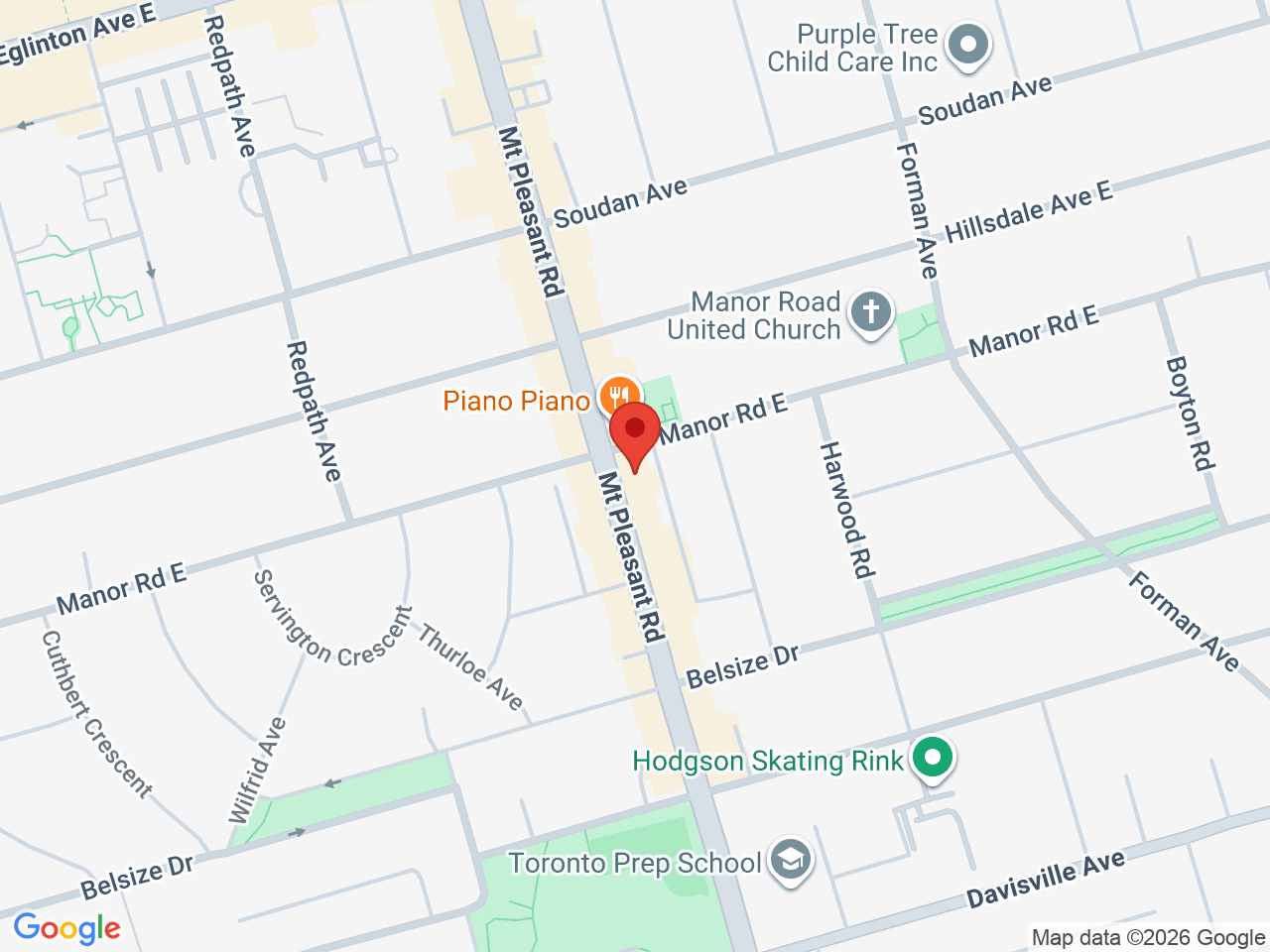 Street map for Fogtown Flower, 615 Mt Pleasant Rd, Toronto ON
