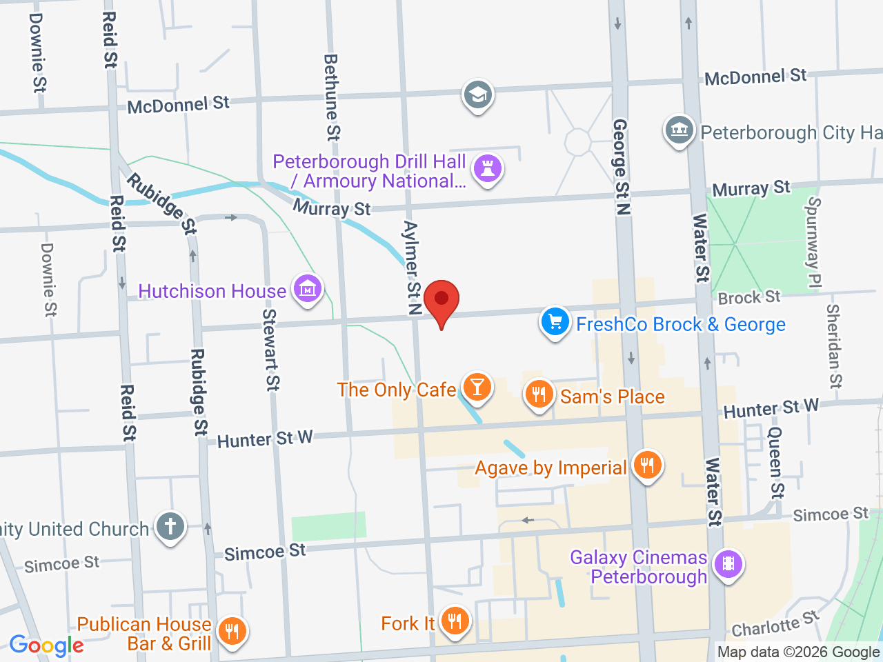 Street map for Kawartha Leafs, 223 Brock St, Peterborough ON