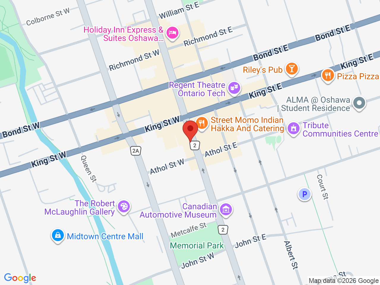 Street map for Kindling Cannabis, 22 Simcoe St S, Oshawa ON