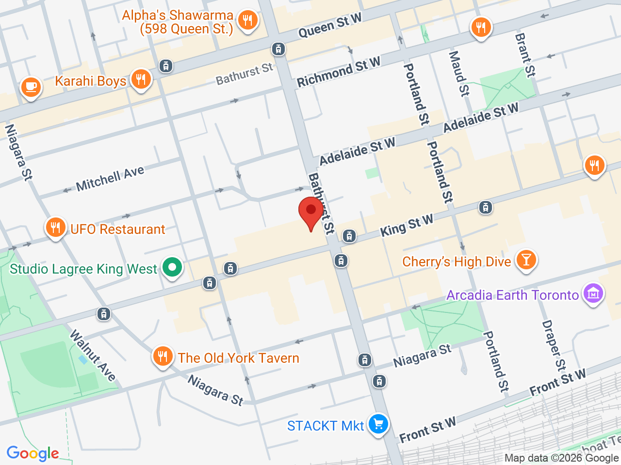 Street map for One Plant, 700 King St W #4, Toronto ON