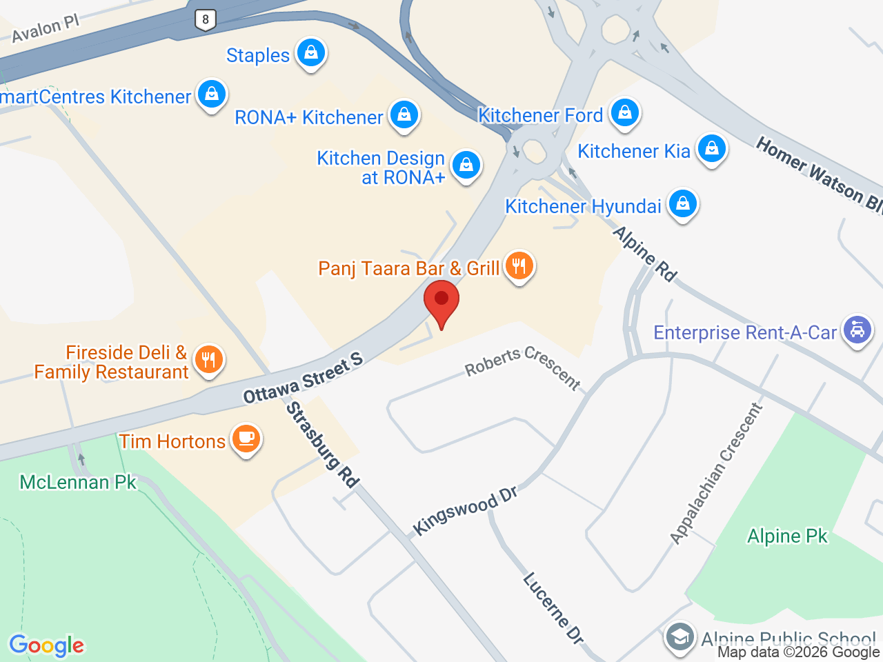 Street map for One Plant, 725 Ottawa St S, Kitchener ON