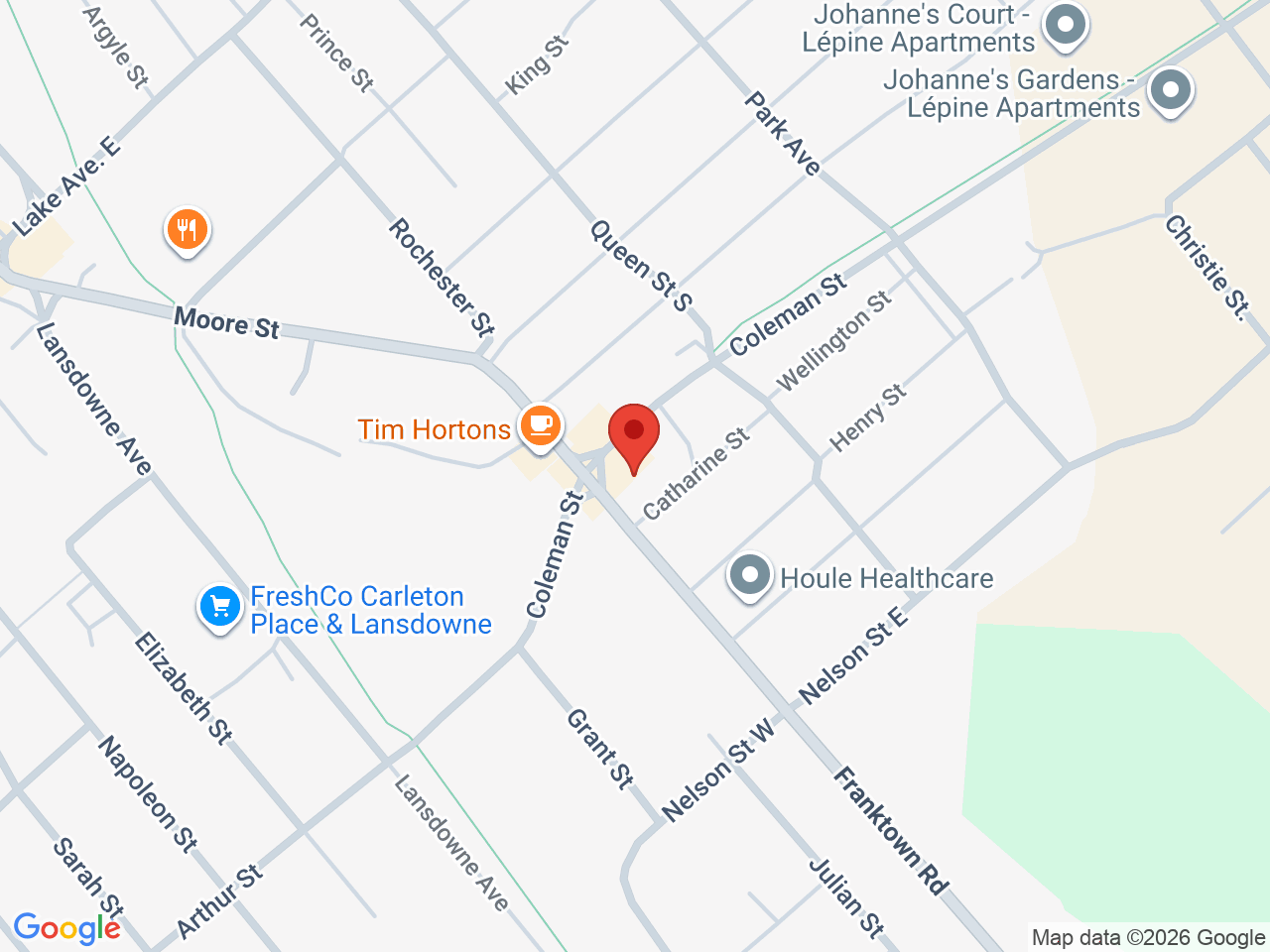 Street map for Paradise Cannabis, 165 Franktown Rd Unit 1, Carleton Place ON