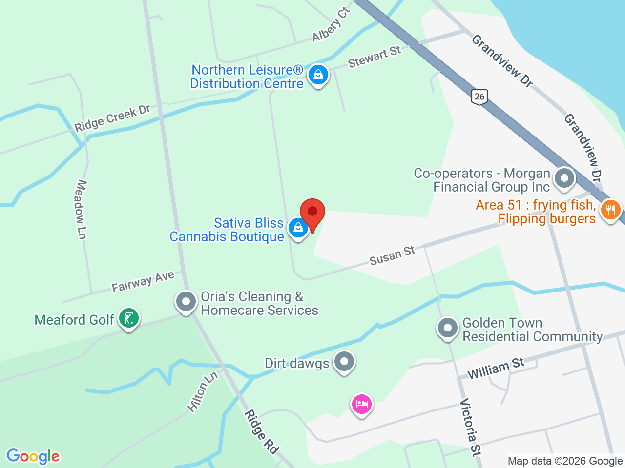Street map for Sativa Bliss Cannabis Boutique, 35 Stewart St #4, Meaford ON