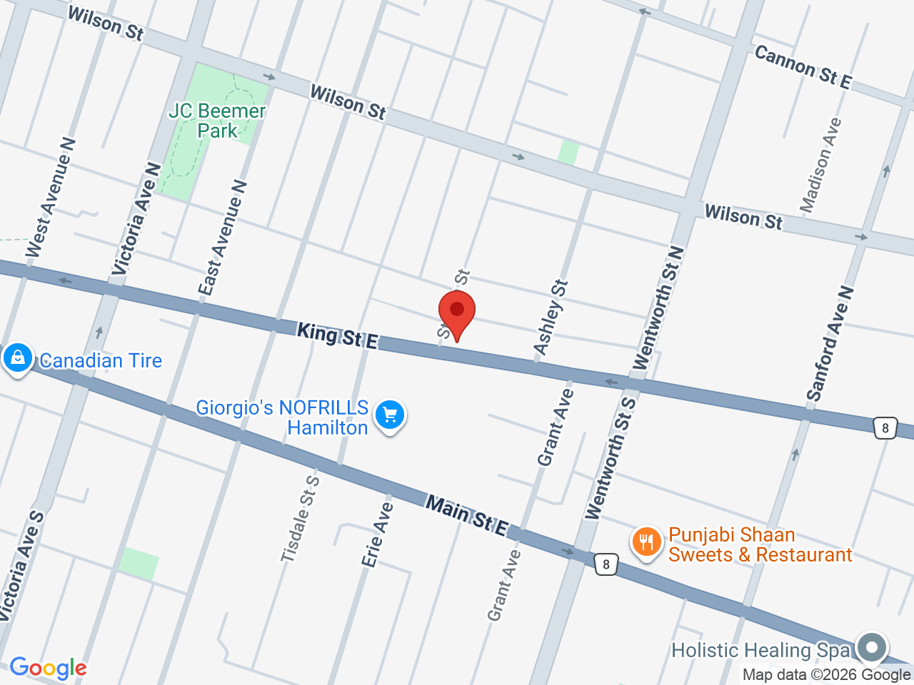 Street map for SESH by Sessions Cannabis, 575 King St E, Hamilton ON