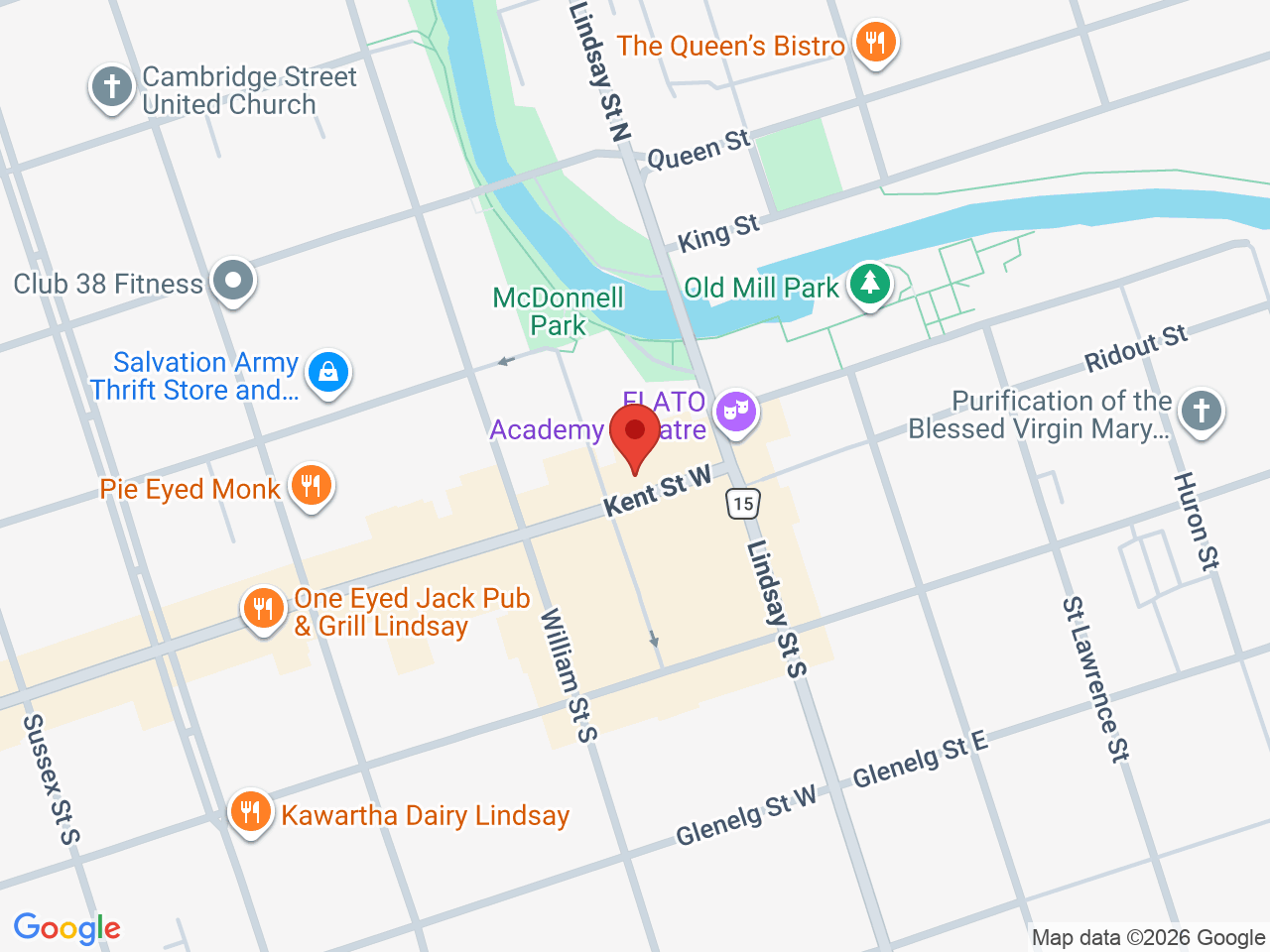 Street map for SparQ Retail, 30-A Kent St W, Lindsay ON