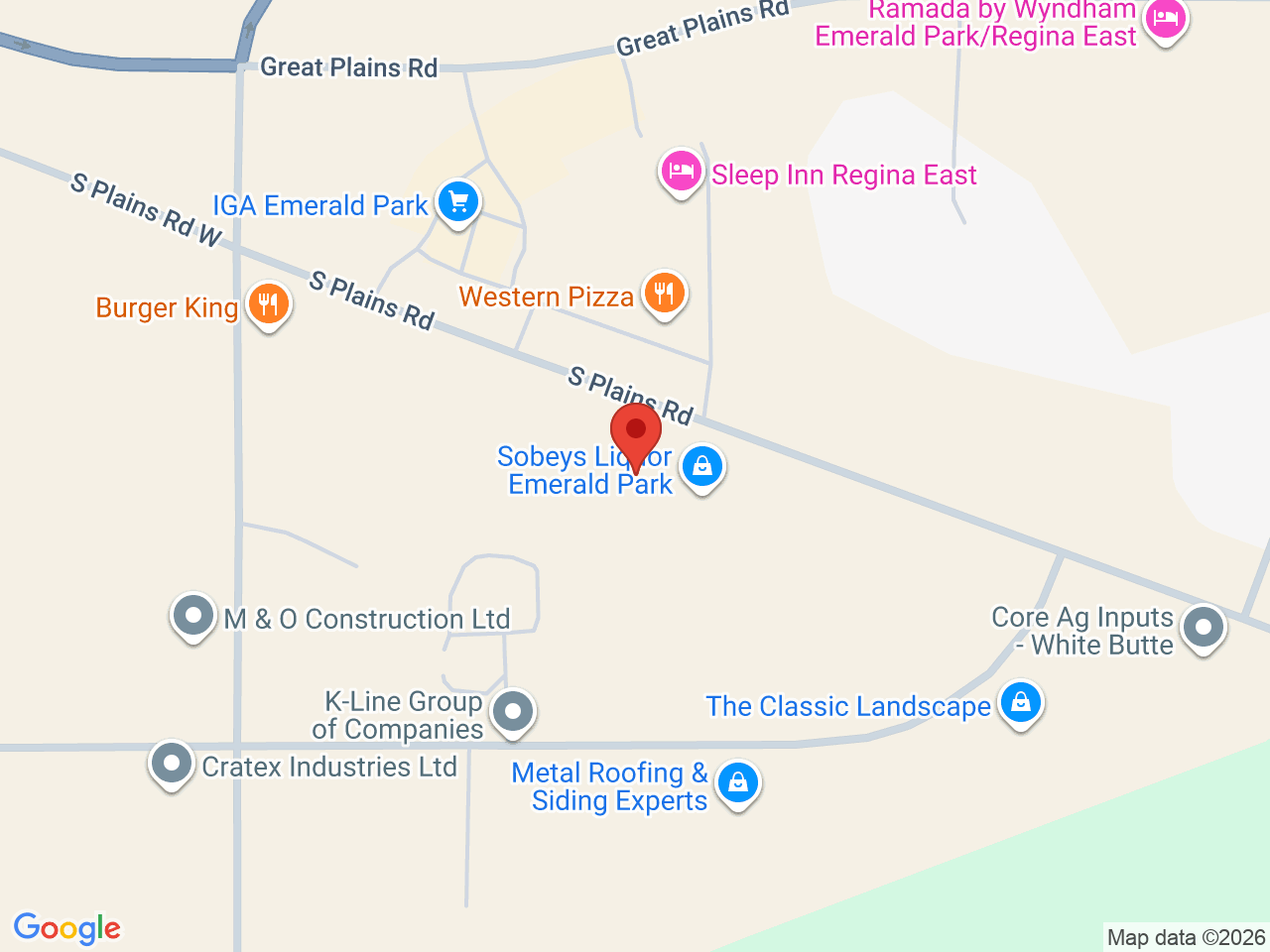 Street map for Grass Bar Cannabis, 6 S Plains Rd Unit #420, Emerald Park SK