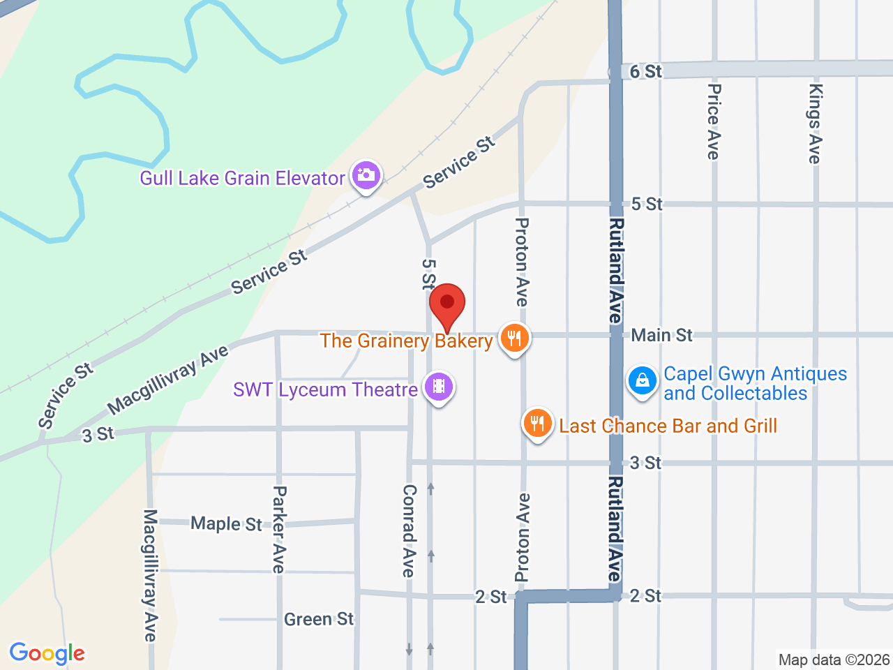 Street map for Prairie Green Cannabis, 2454 Main St, Gull Lake SK