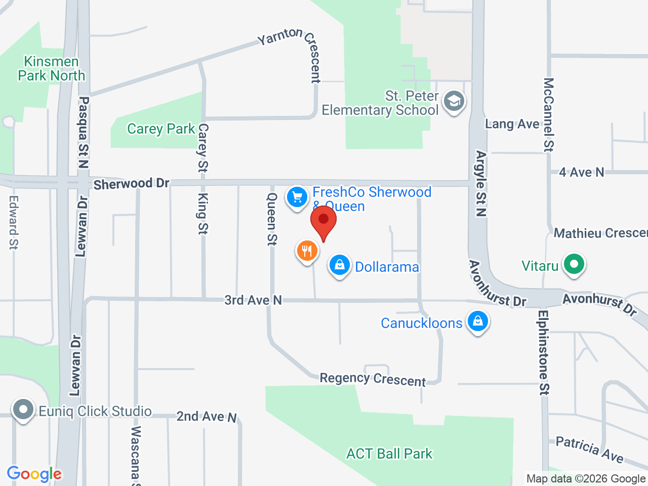 Street map for The Coughy Shop Cannabis, 3885 Sherwood Dr #3757, Regina SK