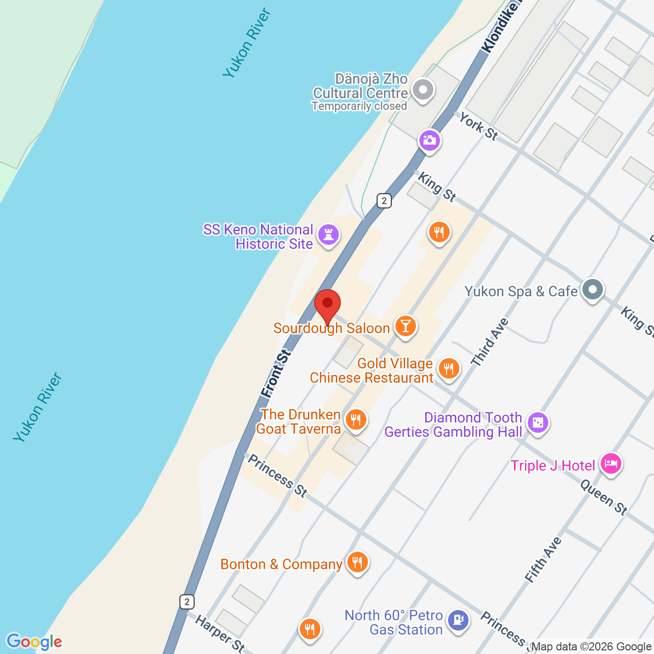 Street map for Dawson City Cannabis, 990 Front St, Dawson City YT