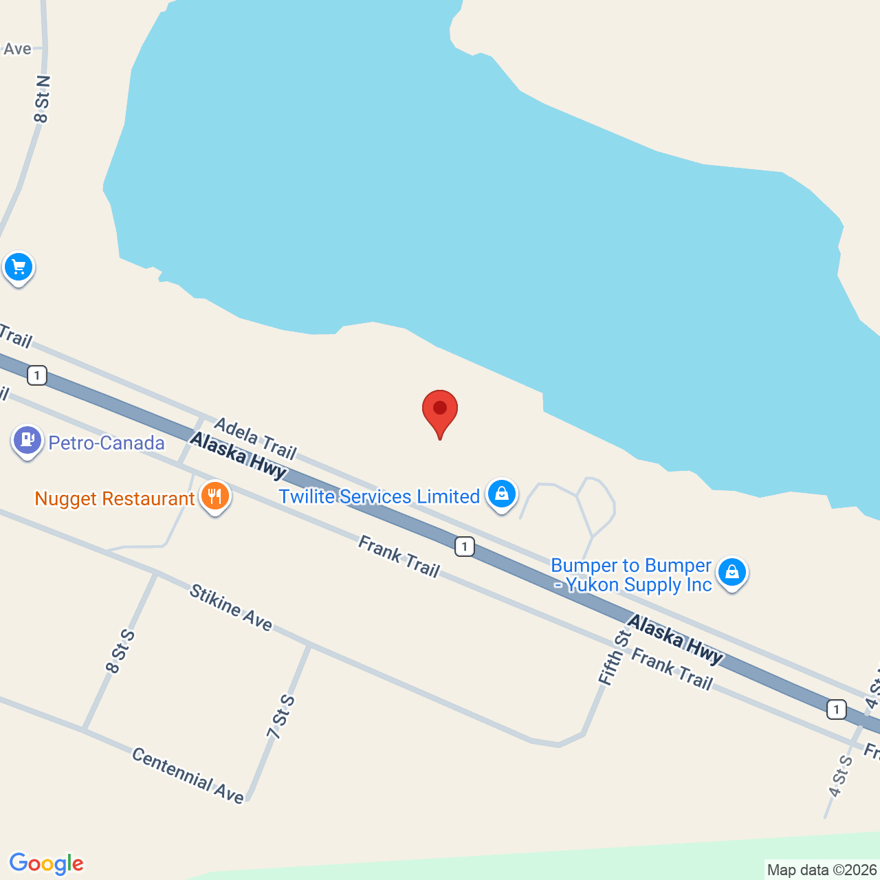 Street map for Happy Trails Cannabis, 516 Adela Trail, Watson Lake YT