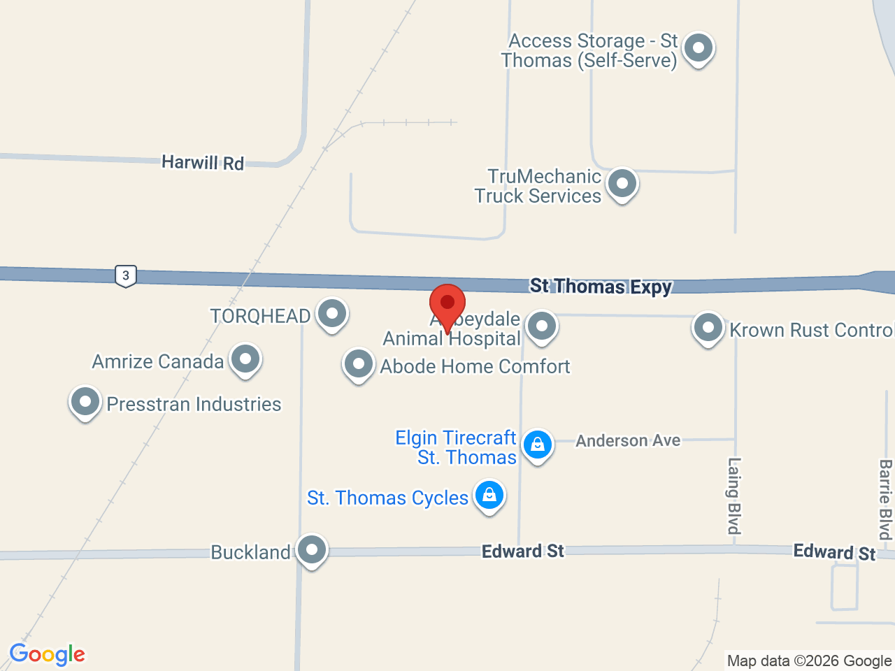 Street map for Buddy Blooms, 27 Sparling Rd, St. Thomas ON