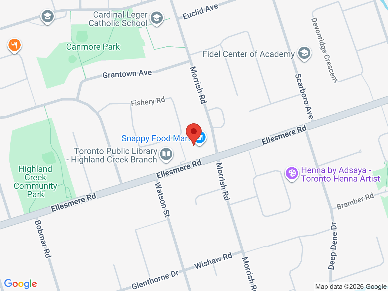 Street map for Axea, 3600 Ellesmere Rd, Scarborough ON