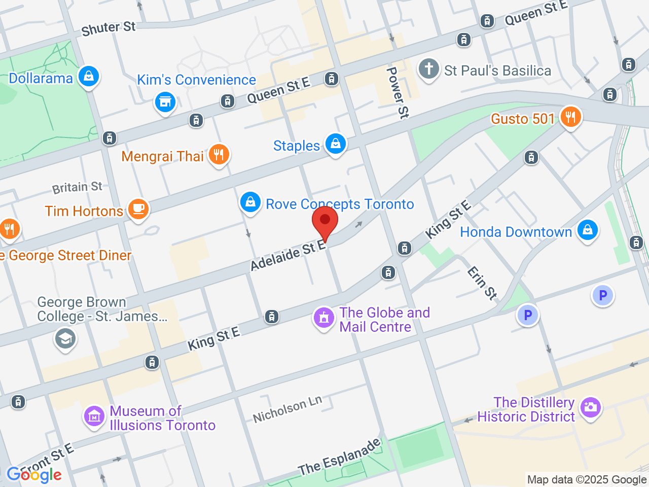 Street map for Greazy, PO Box 105 STN Adelaide, Toronto ON