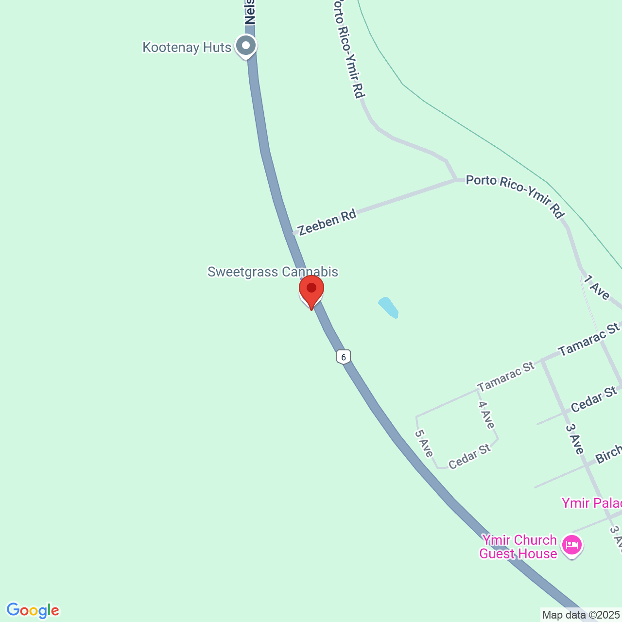 Street map for Sweetgrass, 6672 Nelson Nelway Hwy, Ymir BC