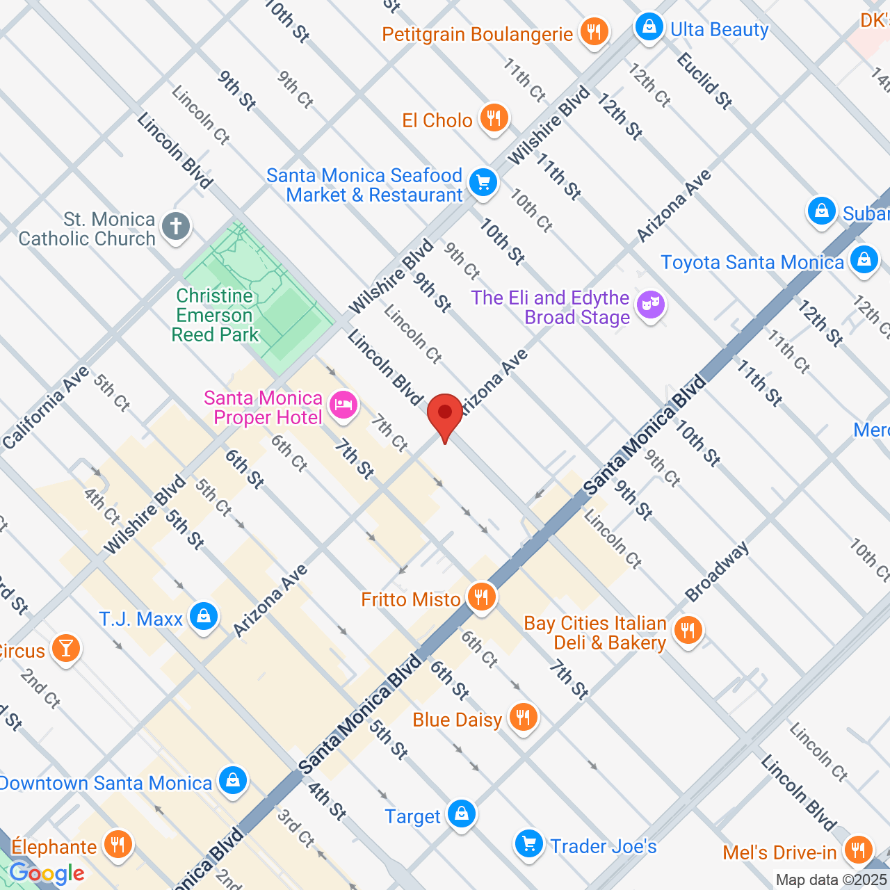 Street map for Kerklaan Therapeutics, 730 Arizona Ave, Santa Monica CA