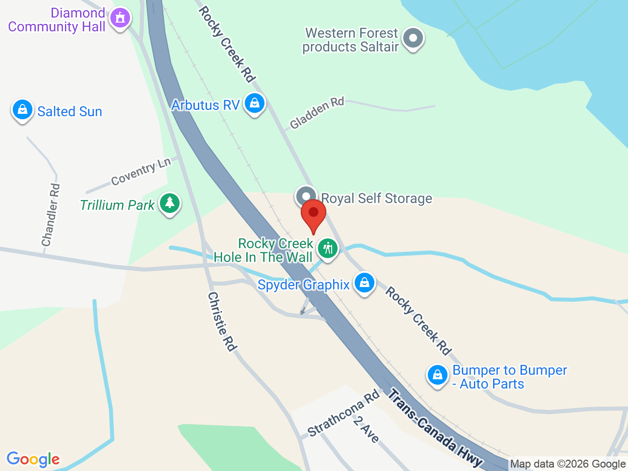 Street map for QUAD Farmers, 6 - 1160 Rocky Creek Rd, Ladysmith BC