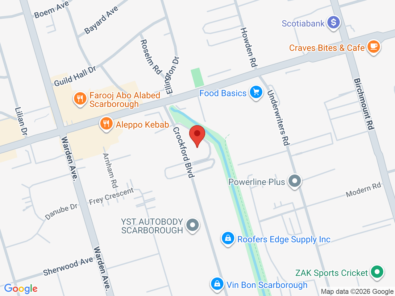 Street map for No Brand, 123 Crockford St, Scarborough ON