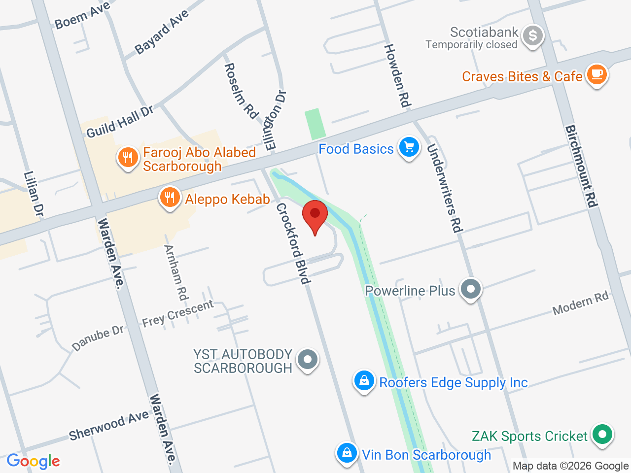 Street map for Sequoia Reserve, 123 Crockford St, Scarborough ON